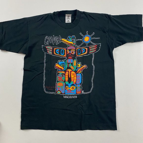 Vintage 90s Vancouver BC Spirit of the Totem Pole T Shirt Mens Large Made Canada - Picture 1 of 10
